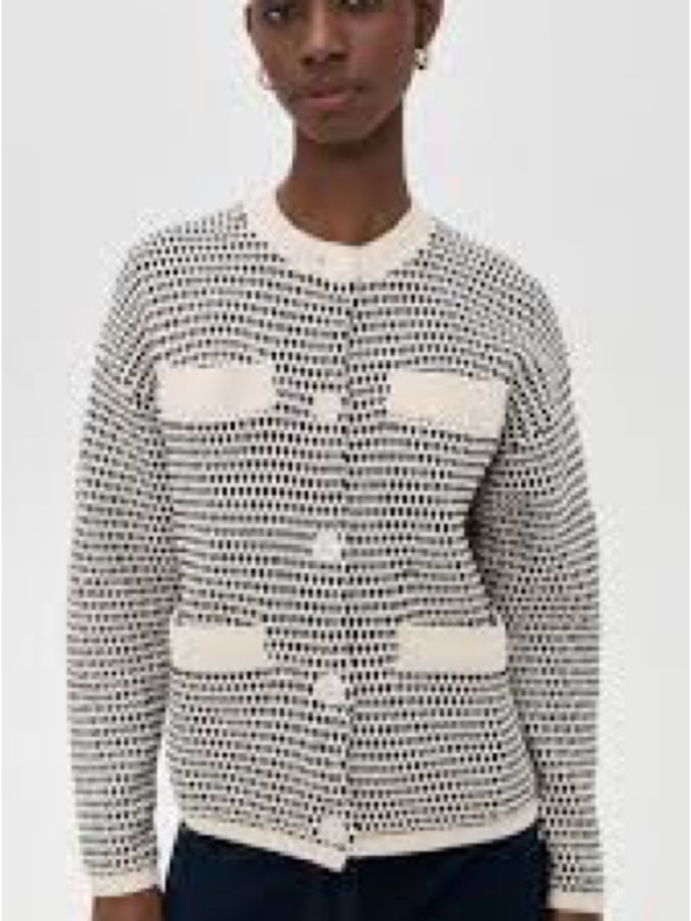 Varley Tidewell Textured Knit Jacket Womens Large Birch Multi Pockets